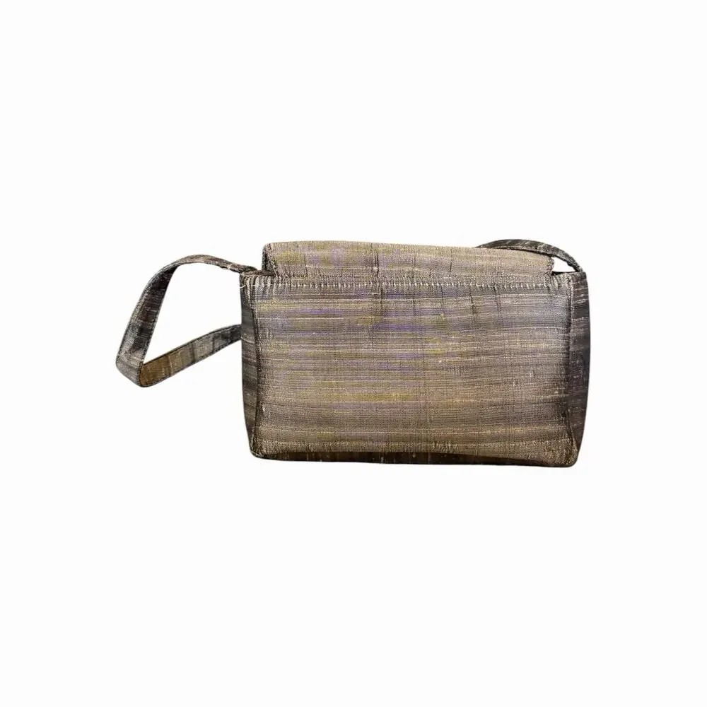 S Malhan Bronze Metallic Evening Clutch Wristlet Formal Party Handbag